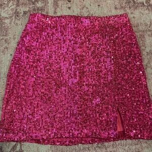 Pink sequin mini skirt